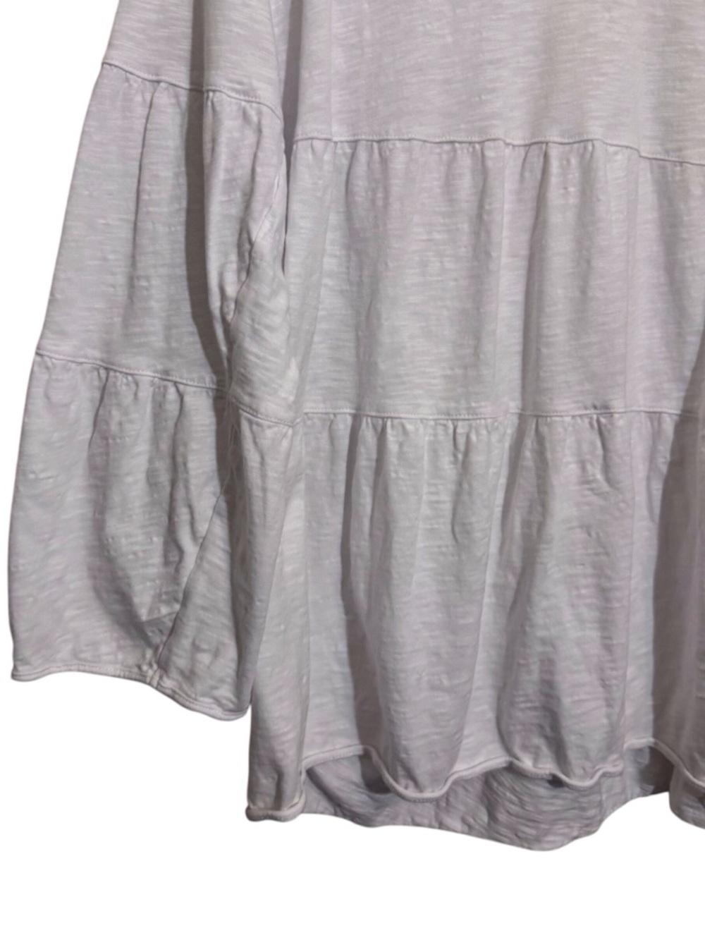 Wild Palms Small White Cotton Tiered Top Stretch Lagenlook V-Neck Casual Beach - Picture 3 of 6